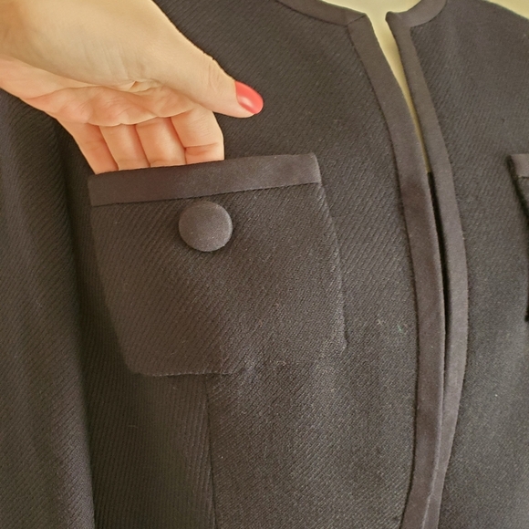 50s 60s Vintage Gimbels Navy Blue Mod Pencil Skirt & Cropped Jacket Set - Picture 8 of 9